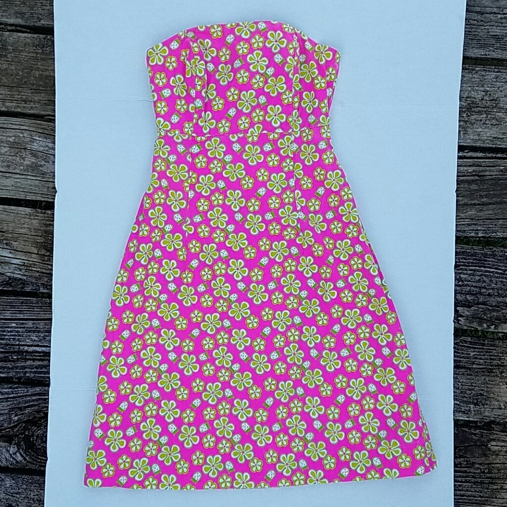 Lilly Pulitzer Strapless Dress Floral and Ladybug